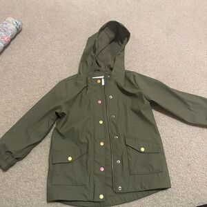 Old Navy Kids Olive Raincoat with Colorful Buttons